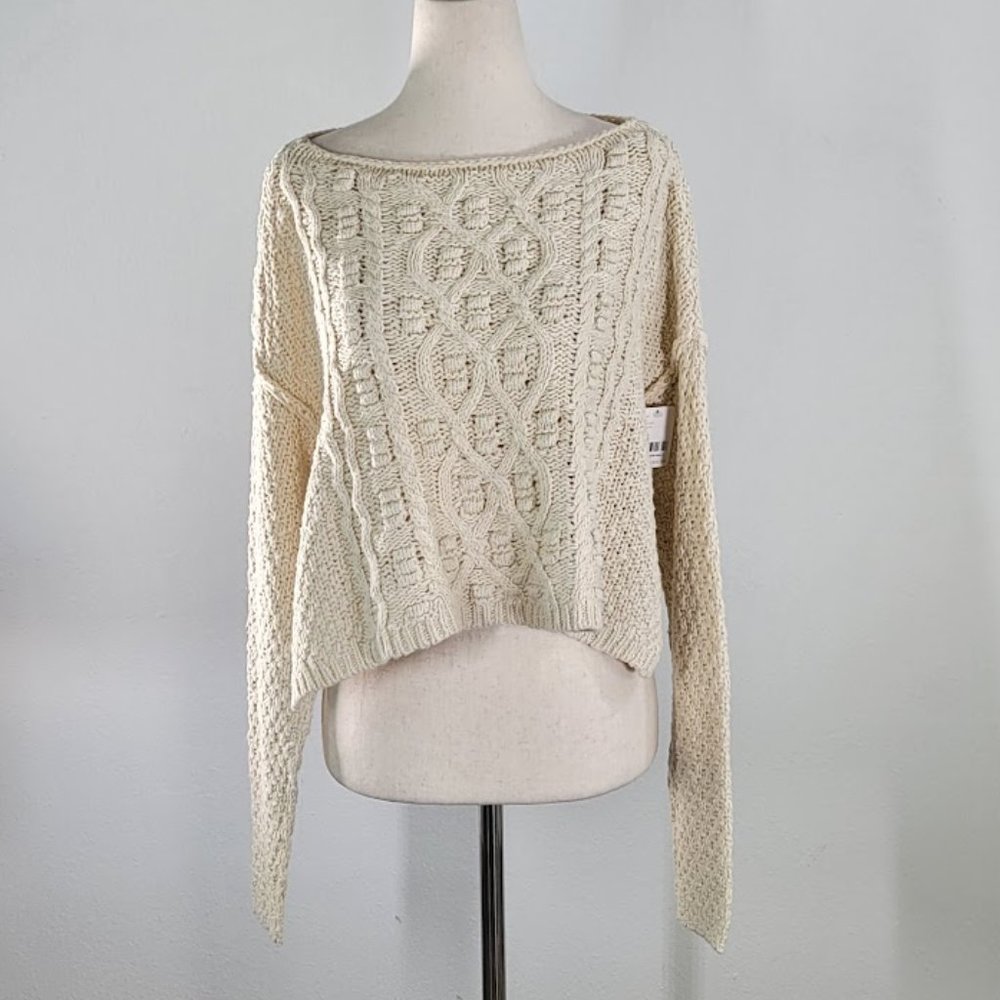 FREE PEOPLE changing tides cropped sweater Sz XS NEW - Picture 2 of 10